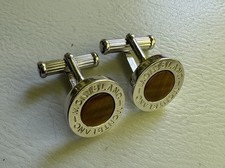 Runde Montblanc Manschettenknöpfe, Stahl, poliert, mit Tigerauge - Selten