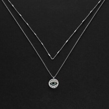 Halskette Nazar Anhänger Silberfarben Edelstahl Kette blaues Auge Glücksbringer