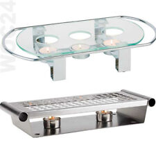 3-flammig Speisenwärmer Stövchen Warmhalteplatte Glas Edelstahl Teelicht APS