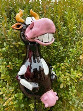 Kuh Keramik Gartenstecker