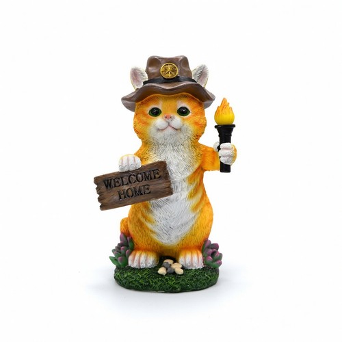 Katzenfigur mit solarleuchte - katzenfigur,