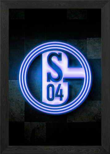Schalke neon logo gerahmtes - schalke,