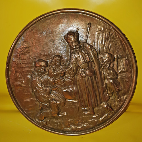 Rundes metallbild kupferfarben - metallbild,