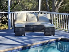 Three-Piece Rattan Wicker Sofa