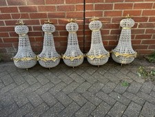 5 Glas vergoldete Messing Tasche Dame Kronleuchter Empire Stil Ballsaal Hänge Beleuchtung