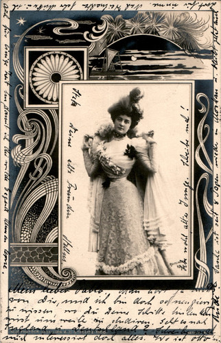 Jugendstil frau in einem - ak,