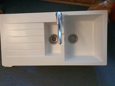 Einbauspüle weiß, Quarzkomposit