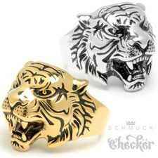 Tiger Ring Edelstahl silber