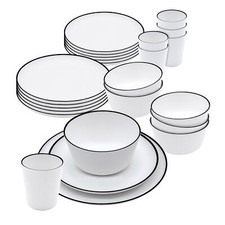 Outdoor Melamin Geschirr weiß - diverse Sets - Camping Picknick Tafel Service