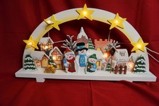 Schwibbogen, Lichterbogen, aus Holz, farbig,Weihnachtsmann mit Schlitten,230V