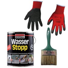 SOUDAL Wasserstopp Dachabdichtung Dachdicht 4 kg + Pinsel + Arbeitshandschuhe