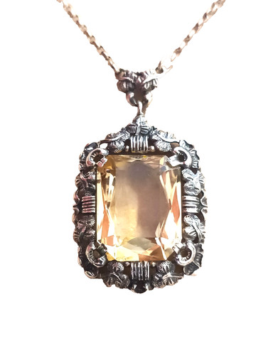 Citrin anhänger collier - citrin,
