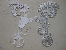 Maus mit Weihnachtskugel Ast Weihnachten - Stanzschablone Stanze