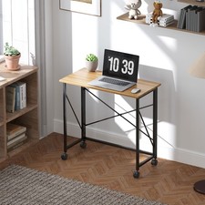 HOMCOM Schreibtisch Klappbar Kleiner 80 cm Klappschreibtisch mit Rollen