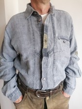 Trachtenhemd Leinenhemd Amann Edelweiss Stickerei Gr. M/L grau Trachtenmode Lein