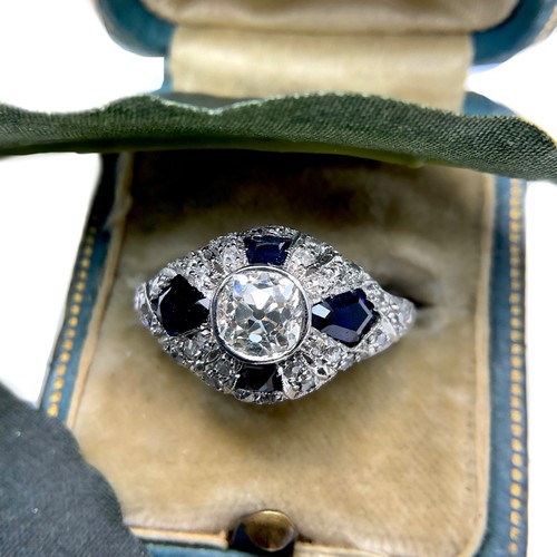 Art deco diamant saphir ring - diamant,