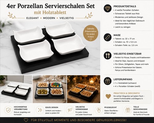 4er porzellan servierschalen - 4er,