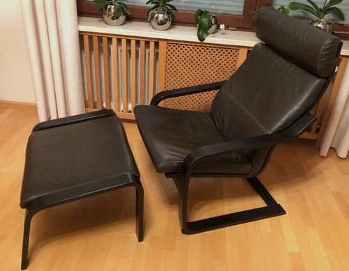 Sessel leder mit hocker - leder,