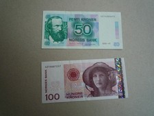 Norwegen 2 Stück 50+100 Kroner
