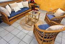 Rattan Sitzgruppe 3er Sofa 2
