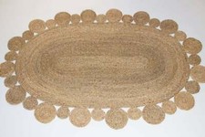 Oval Teppich Natur Jute