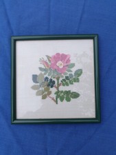 Kleines Stickbild Blumen Rose