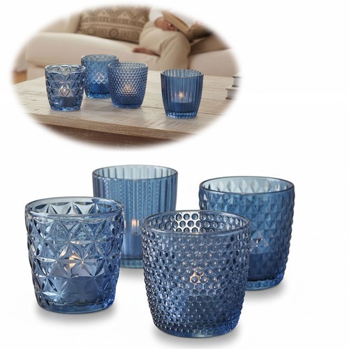 Glas teelicht halter set - 4x,