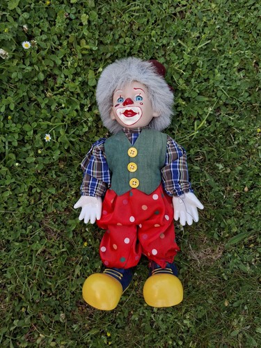 Porzellanpuppe bunter clown - bunter,