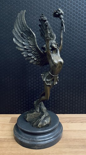 Bronzefigur engel mit fackel - engel,
