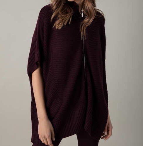 Strickponcho lila damen - m,