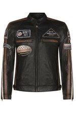 Herren schwarz Leder Biker