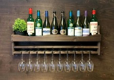 Weinregal Regal Holz Hausbar - Flasche & 10 Glashalter Getränke Garten (10DO)EL