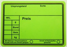 10 Preisschilder, laminiert, Obst und Gemüse DIN A6 (155x111mm) grün