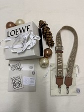 Loewe Anagram Schultergurt Taschenriemen Jaquard & Leder, Natural Silber NP €580