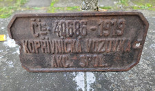 Original Waggon Schild Fabrik Kopřivnická vagónka Nesselsdorfer Wagenbau 1919