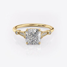 Verlobungsring Diamant Lab Grown Cushion 1,70 Ct IGI-zertifiziert 18 K Gelbgold