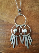 Hübsche Vintage Hippie Modeschmuck Statement Kette Halskette Gliederkette 61 cm