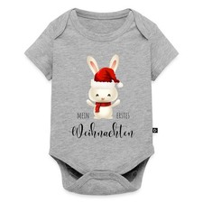 Mein erstes Weihnachten Hase mit roter Weihnachtsmütze Baby Premium Kurzarmbody