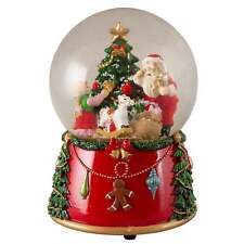 Nostalgische Schneekugel mit Spieluhr 14cm Weihnachtsmann mit Baum rot bunt Deko
