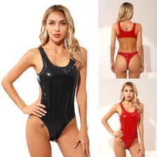 Damen Catsuit Teddy Bodysuit Ärmellos Babydoll Party Dessous Zentai Badeanzug