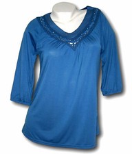 Boysen´s  Tunika  Shirt Bluse  Gr 38 S   40 42 M  royal  blau  mit Spitze  neu