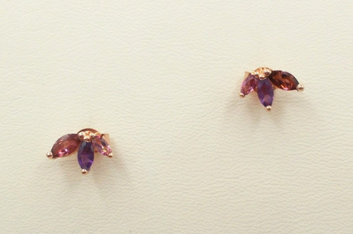 Granat amethyst ohrstecker - amethyst,