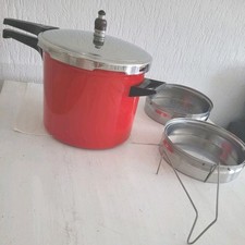 Silit Sicomatic Emaille Schnellkochtopf Rot,Höhe 19cm,Ø 22cm 7L,mit Siebeinsatz 