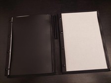 Ringbuchmappe, 4- Loch-System für DIN A4 Blöcke auf beiden Seiten, schwarz