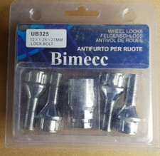 Original BIMECC Felgenschlösser silber  M12x1,25x27mm UB325 Kegelbund 60° #25199