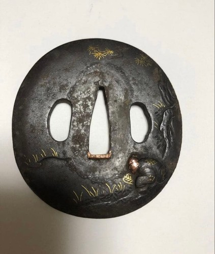 Eisen tsuba mit goldintarsien - tsuba,