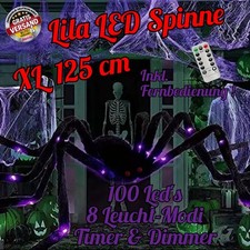 Riesen LED Spinne XL Halloween Spinne 125cm 8Modi Fernbedienung Deko Spinnennetz