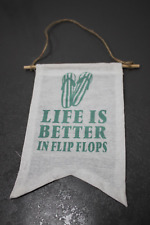 Wimpel Deko Hänger Hängedeko maritim Deko beige Fahne Stoff Holz wie neu