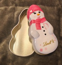 LINDT Schneemann Schneemanndose Blech Dose Blechdose weiß pink Geschenkdose NEU