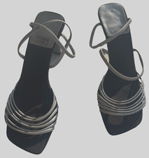 Damen Sandalen Silber Riemchen